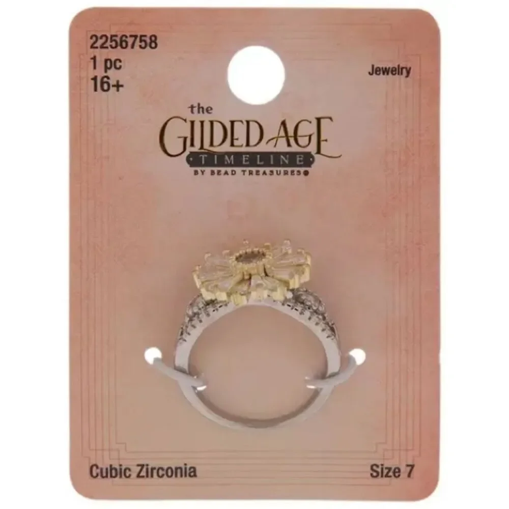 New Cubic Zirconia Flower Ring - Size 7